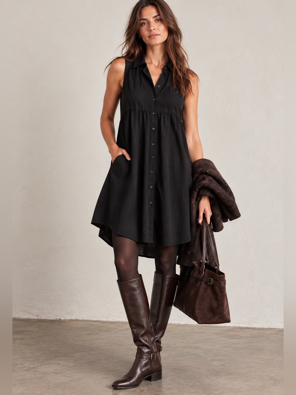 Velvet Heart Black Sleeveless Button-Front Dress — Size S